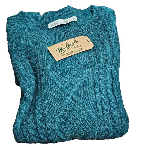 Woolrich Sweaters - NWT Woolrich Wool and Mohair Mix Turquoise Blue Women's Cable Knit Sweater S